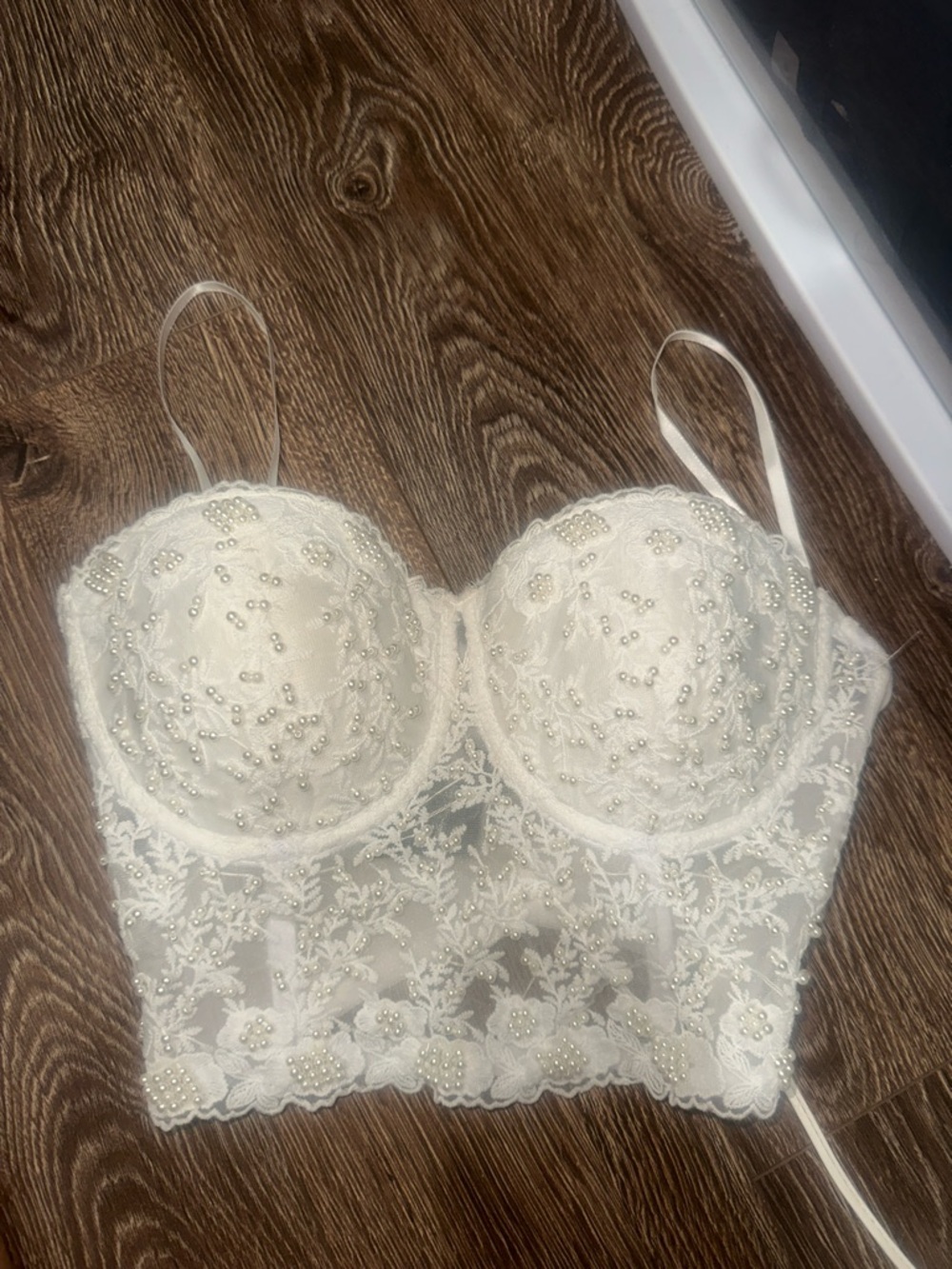 Windsor Ivory Beaded Lace Bustier